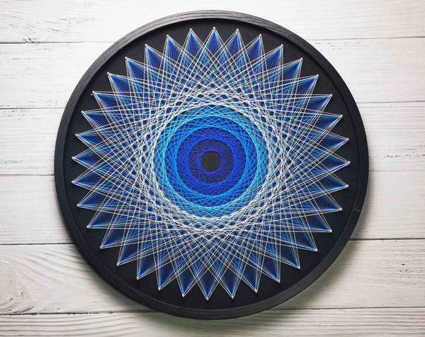 Sapphire Mandala String art DIY Wall Decor Thread Painting Canvas Art Meditation Craft Gift
