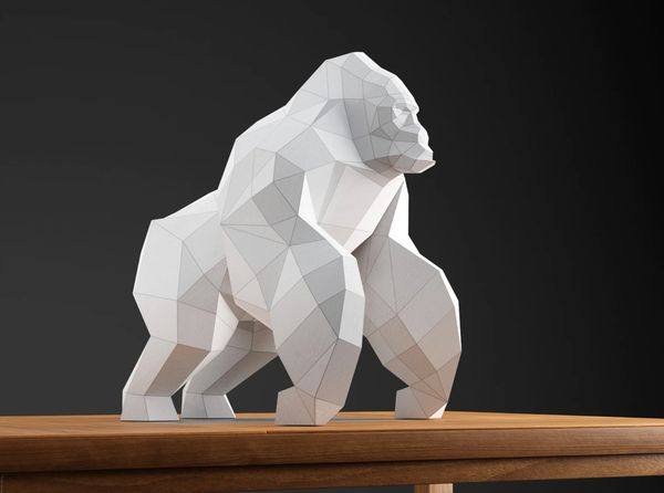 Gorilla papercraft model 3D Low Poly Paper Sculpture | gift handmade decor
